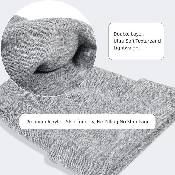 Warm Unisex Knit Beanie Hat - Stretchable Cuffed Skull Cap in Ribbed Black - Picture 6 of 6